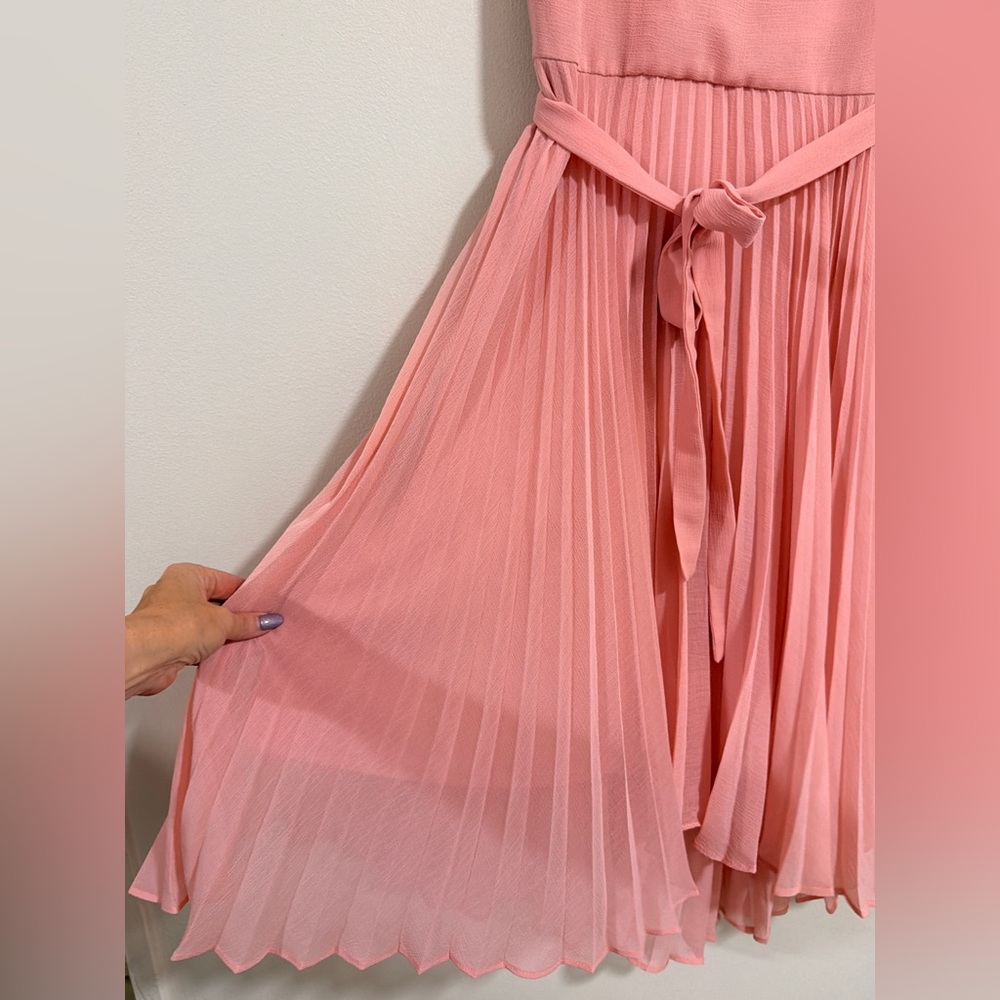 DKNY Pink Pleated Dress size small work wear old money casual chic - Picture 2 of 10